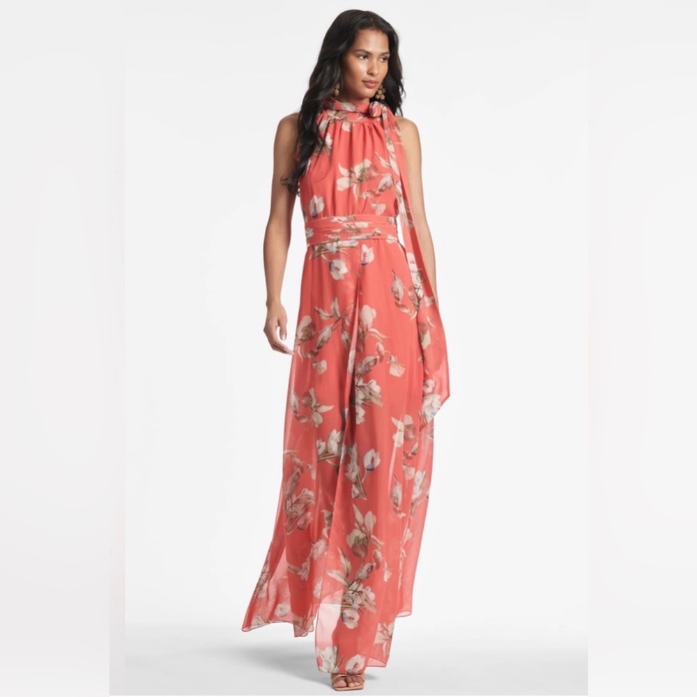 NWT SACHIN + BABI Selena Coral Venetia Petals Gown - Size 10